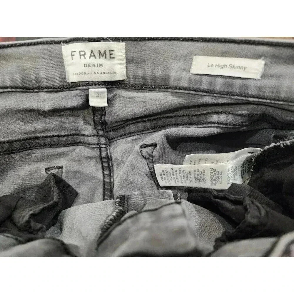 Frame Le High Skinny Jeans Size 31 Burton Wash (gray) Stretch Distressed Faded - Picture 3 of 6